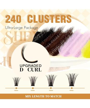 Colored Lash Clusters - Fluffy 80D Wispy Eyelashes for Beginners | 240pcs D Curl 10-16mm - International Shipping Available - Buy Online on GoSupps.com