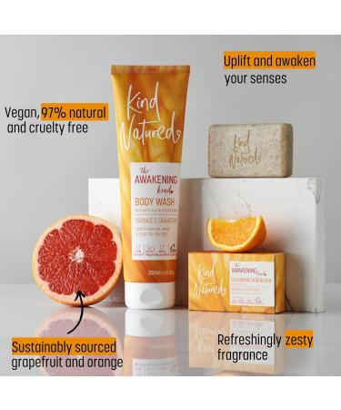 Kind Natured The Awakening Cleansing Scrub Bar Natural Orange and Grapefruit Vegan Bar Exfoliating Soap 100g - Buy Online on GoSupps.com