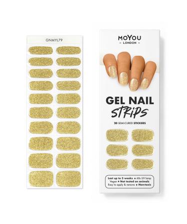 MOYOU LONDON Semi-Cured UV Gel Strips - 20 Pieces - Gel Nail Foils UV Curing for Salon Quality Manicure - Golden Hour