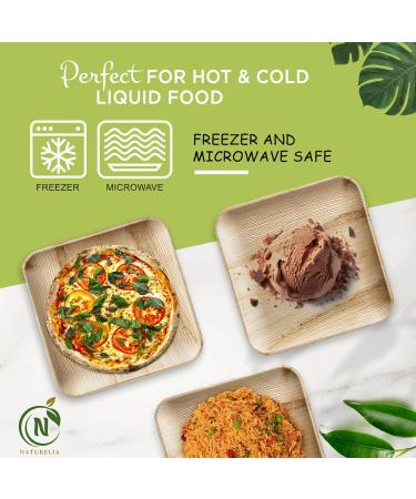 Naturelia 100% Compostable 10-Inch Palm Leaf Disposable Deep Plates Square- Eco-Friendly Biodegradable and Microwave-Safe Palm Leaf Dinnerware for All Occasions - Buy Online on GoSupps.com