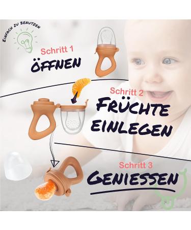 Magaluga Fruit Sucker for Babies - BPA-Free Dental Aid with 3 Suction Cups & Hygienic Storage Box - Size S M L - Perfect for 4+ Months & Biting Relief - Light Gray - Buy Online on GoSupps.com