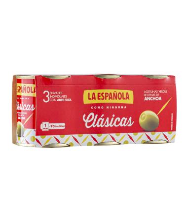 La Espanola Three Pack Olives Stuffed with Anchovies 120g