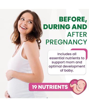Prenatal Vitamins for Women - Multivitamin with DHA Folic Acid Vitamin C B12 Iron & Omega-3 - Before During & Post Pregnancy Supplement for Healthy Growth & Brain Development - 60 Softgels 60 Count (Pack of 1) - Buy Online on GoSupps.com