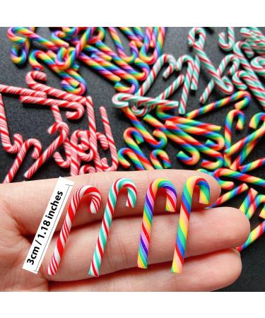 100Pcs Red White Candy Cane Faux Clay Christmas Stick - Mini Polymer Soft Clay DIY Decoration for Nail Art & Cake - 3CM 4 Colors - Buy Online on GoSupps.com