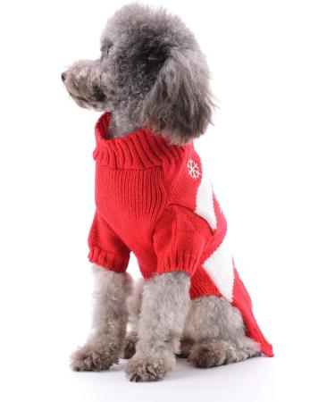 Christmas Dog Sweater - Warm Turtleneck Knitwear for Puppies | Snowflake Pattern | Perfect Holiday Gift - Buy Online on GoSupps.com