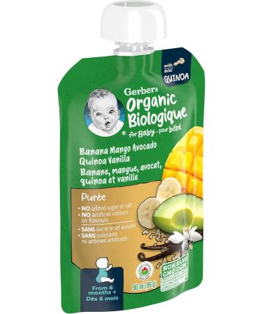 GERBER Organic Baby Pur e Banana Mango Avocado Vanilla Quinoa 90 ml - Buy Online on GoSupps.com
