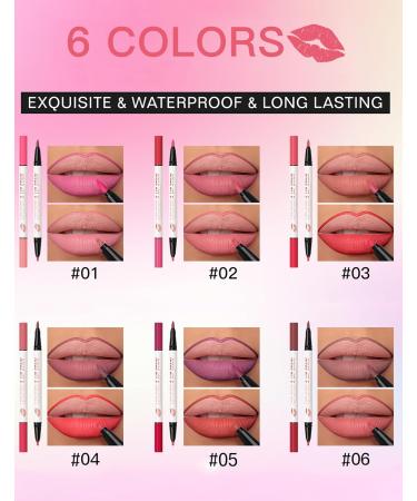 bark Erinde Lip Marker Waterproof Lip Liner 2 Colors Double Head Long Lasting Matte Lip Liner Liquid Highly Pigmented Lipstick Waterproof Makeup Lip Pencil 05 - Buy Online on GoSupps.com