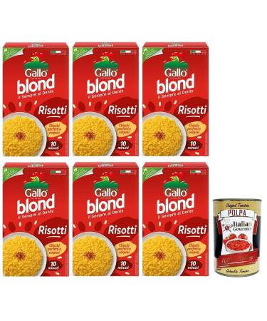 Italian Gourmet E.R. Gallo Riso Set of 6 Risottos 100% Italian Rice Ideal for Risottos Cooking Time 10 Minutes Pack of 1 kg + Gourmet Italian Tomato Pulp Box 400 g