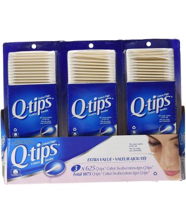 3 x Q-tips Cotton Swabs 625 ct 625 Count (Pack of 3)