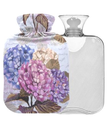 Naanle hot hot water bottle with reference hortensia flower bee Transparent hot water bottle 2l large hot hot water bottle for menstrual cramps pain relief handfoots heat and cold therapy