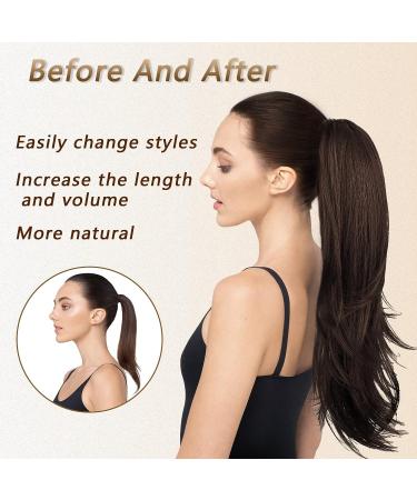 Isaic 22 Inch Claw Clip Ponytail Hair Extension - Dark Brown | Natural Wavy Sythetic Hairpiece for Women - Buy Online on GoSupps.com