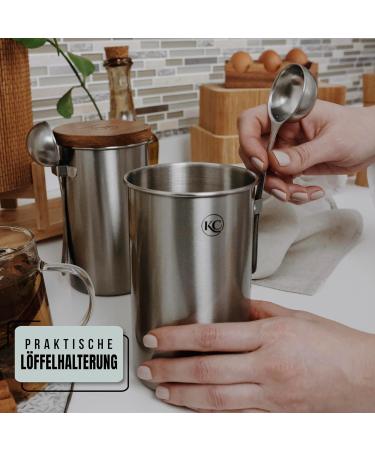 KC Kitchen & Co. Coffee Jar with Spoon for 250 g Coffee Beans (Silver) - Buy Online on GoSupps.com