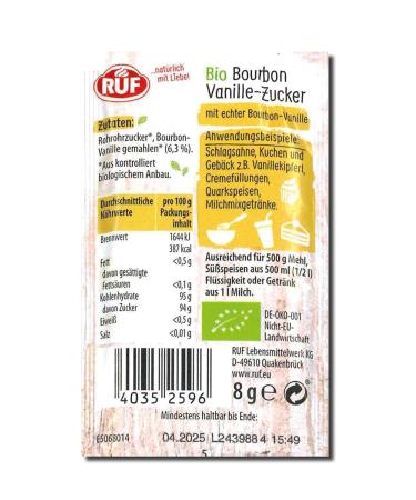 Buy Organic Bourbon Vanilla Sugar | Gluten-Free & Vegan | 3 x 8g Pack for Whipped Cream Pastries & More - Buy Online on GoSupps.com