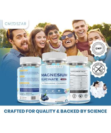 Magnesium Glycinate Gummies with L-Theanine Ashwagandha & Chamomile Extract Calm Sleep Stress Relief for Adults & Kids Sugar-Free Vegan Blueberry Flavor 60 Count - Buy Online on GoSupps.com