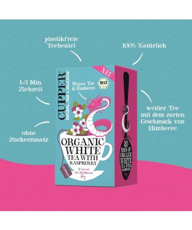 Cupper Organic White Tea with Raspberry 20 Bags | Premium Quality Naturally Delicious 34g - Buy Online on GoSupps.com