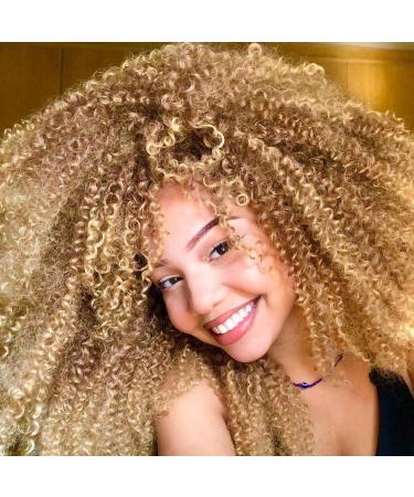 Anivia 16 Curly Wigs for Women | Ombre Blonde Afro Curly Synthetic Fiber Wig | Glueless Long Confused Curly Hair - Buy Online on GoSupps.com