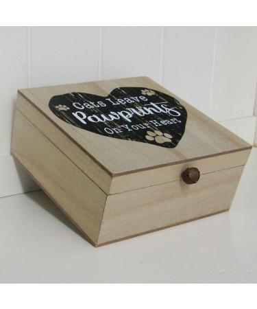 Cat Memory Box Keepsake Cat's Leave Pawprints On Your Heart Ashes Box Wooden - Buy Online on GoSupps.com