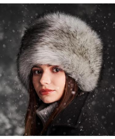 Futrzane Russian Faux Fur Hat for Women - Comfy Cossack Style Silver Fox Design - Buy Online on GoSupps.com