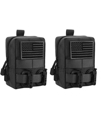 FRTKK 2 Pack Molle Pouches - Tactical Compact Water-Resistant EDC Pouch Bag Small Utility Pouch 2 Pack-Black
