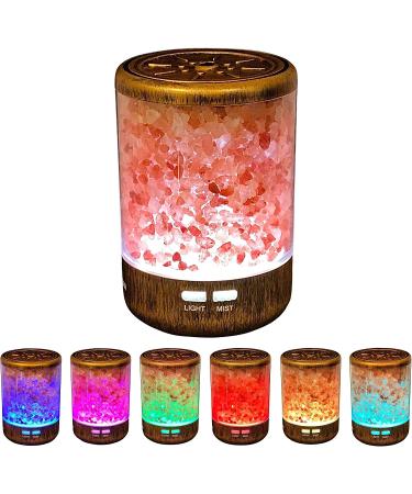 Bronze Himalayan Salt Lamp Diffuser - 3-in-1 Essential Oil Aroma Humidifier with 7 Color LED Night Light | 150ML Ultrasonic Cool Mist, Quiet & Waterless Auto Shut-Off - Buy Online on GoSupps.com