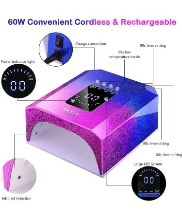 SKYUV 60W Rechargeable UV LED Nail Lamp - Cordless, 4 Timers, Auto Sensor, Professional Curing Lamp for Gel Nails at Home & Salon - Buy Online on GoSupps.com