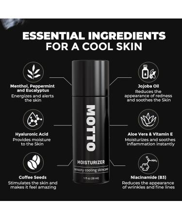 MOTTO Men's Face Moisturizer: "A Cold Plunge For Your Face". ICE COLD Hydrating Cream Lightweight & Non-Greasy for Daily Use. Soothes & Cools Instantly. - Buy Online on GoSupps.com