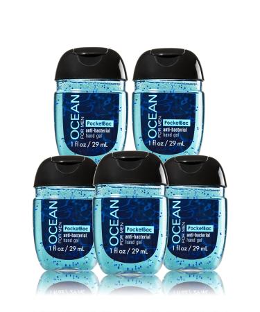 Bath & Body Works Ocean for Men Pocketbac - Bundle of 5 - Antibacterial Hand Sanitizer Gel