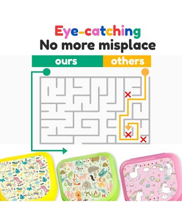 Cute Retainer Holder Case 3 Pack with Cartoon Animals, Dinosaurs & Unicorn Patterns (Green Yellow Pink) - Aligner & Night Guard Case - Buy Online on GoSupps.com