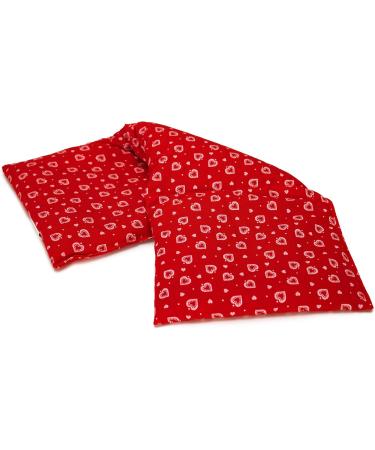 Organic Spelt Pillow 20x50cm - Large 3-Chamber Heat Pillow | Eco-Friendly Grain Pillow | Hearts-Red Design - Buy Online on GoSupps.com