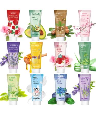 12 Pack Hand Cream for Travel Size Bulk Natural Plant Fragrance Hand Lotion With Shea Butter Vitamin E Mini Hand Lotion Gift Sets for Nurses Teacher Workers Bridal Shower Guests Birthday Christmas Valentines Gifts