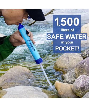 PureWell Outdoor Water Filter Straws | Personal Water Purification for Camping Hiking & Emergency Survival | Pack of 2 - Buy Online on GoSupps.com