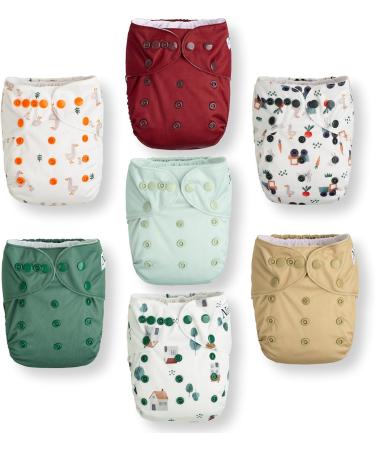 On The Farm Baby Cloth Pocket Diapers 7 Pack | Bamboo Inserts & Wet Bag | Sustainable & Eco-Friendly by Nora's Nursery - Buy Online on GoSupps.com