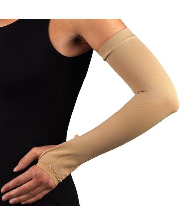 Truform-OTC Compression Arm Sleeve with Gauntlet with Thumbhole Lymphedema Post-Op Support Medium