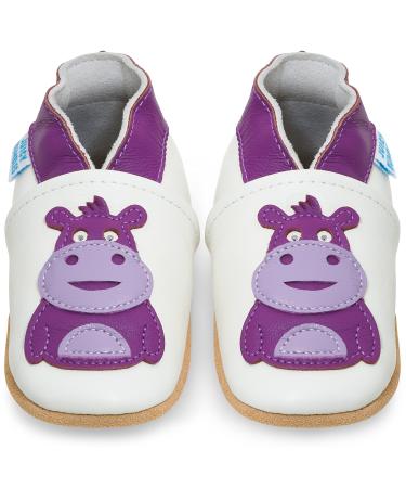 Baby Shoes with Soft Sole - Baby Girl Shoes - Baby Boy Shoes - Leather Toddler Shoes - Baby Walking Shoes 0-6 Months Blue Hippo