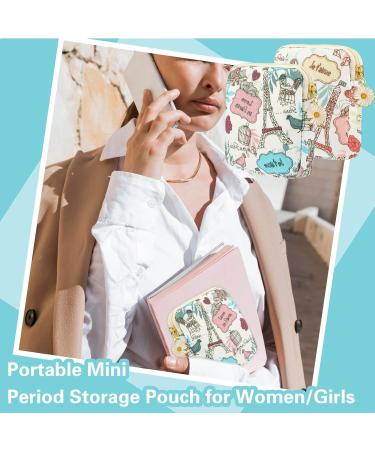 Amabro Sanitary Napkin Storage Bag 2PCS Period Bags Cute Sanitary Pad Storage Pouch Tampon Pantyliners Menstrual Purse Daisy Zipper for Women Teen Girls School Travel Feminine Product(Tower) - Buy Online on GoSupps.com