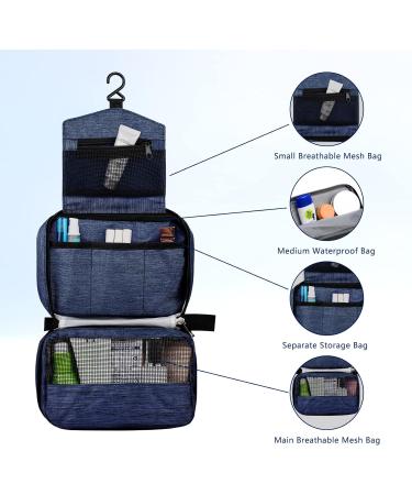 Januts Hanging Travel Toiletry Bag - Waterproof Makeup Organizer for Women & Men | Multifunctional Wash Bag with 2 Drawstring Pouches - Cyan - Buy Online on GoSupps.com