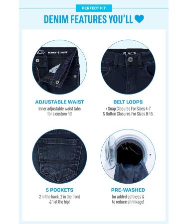 Children's Place Boys Stretch Straight Jeans- Size 12 Petite, Dark Twilight Wash - Buy Online on GoSupps.com