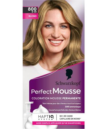 Schwarzkopf - Perfect Mousse - Hair Color - Permanent Mousse without Ammonia - Care Mask 96% ingredients of natural origin - Blonde 800 1 Unit (Pack of 1) - Buy Online on GoSupps.com