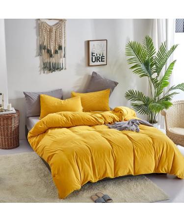 Houseri Mustard Yellow Velvet Duvet Cover Queen Mustard Fluffy Bedding Duvet Cover Full Yellow Flannel Fuzzy Bedding Sets Quilt Queen Comforter Cover for Fall Winter Warm Bed Duvet Cover Set Full Size Full/Queen(90''*90''-duvet cover) Mustard Yellow Velve - Buy Online on GoSupps.com