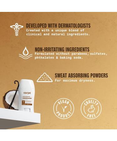 Carpe Underarm Antiperspirant and Deodorant Clinical strength with Coconut Vanilla scent Combat excessive sweating Stay fresh and dry Great for hyperhidrosis (Pack of 3) Coconut Vanilla 1.69 Fl Oz (Pack of 3) - Buy Online on GoSupps.com