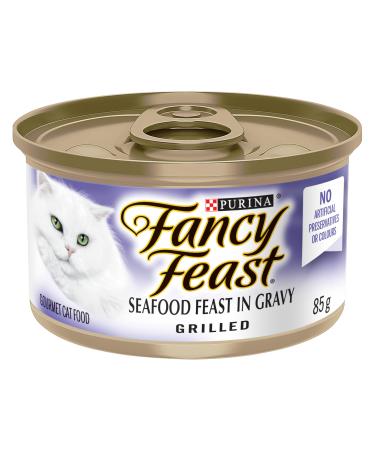 Fancy Feast Grilled Wet Cat Food Seafood Feast in Gravy - 85 g Can (24 Pack)
