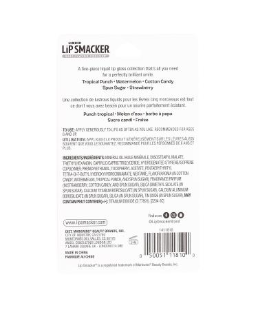 Lip Smacker Holiday Party Pack - Tropical Punch, Watermelon, Cotton Candy, Spun Sugar, Strawberry | Flavored Lip Gloss Set - Buy Online on GoSupps.com