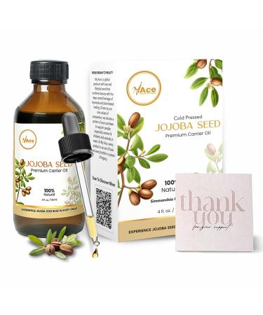 My Ace Jojoba Seed Carrier Oil | 100% Pure Cold Pressed Oil for Hair Face Skin & Body Moisturizer Massage & Aromatherapy 4 fl oz