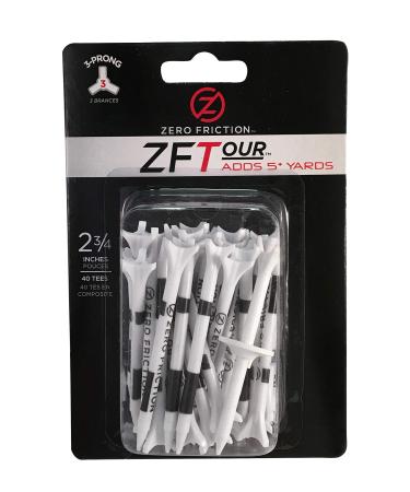 Zero Friction Tour 3-Prong Golf Tees 2-3/4-Inch White 40