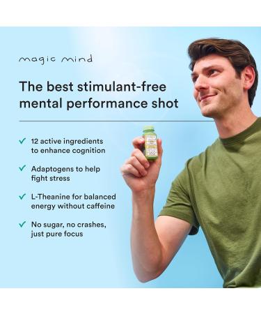 Magic Mind FREE Energy and Focus Drink Shots - Stress Relieving No Jitters Ashwagandha Vitamin B12 Vitamin C Matcha Green Tea Functional Mushrooms Caffeine Free - 2 FL Oz (15 Pack) - Buy Online on GoSupps.com