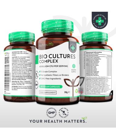 Nutravita Super Strength 40 Billion CFU Bio Cultures Complex | 15 Live Strains | Advanced Vegan Digestive Enzyme Supplement - Buy Online on GoSupps.com
