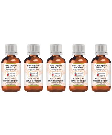 Greenwood essential natural pure Marula oil (Sclerocarya Birrea) Naturreine therapeutic quality cold -pressed (Pack of Five) 100ml X 5 (16.9 OZ) 500 ml (1 Pack)