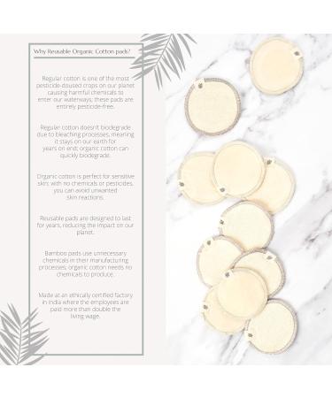 Wild & Stone Reusable Make-Up Remover Pads | 16 Eco-Friendly Organic Cotton Pads | Washable Bag Included | Perfect for All Skin Types - Buy Online on GoSupps.com