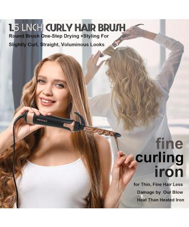 Buy 5-in-1 Blow Dryer Brush - Versatile Ceramic Titanium Hot Air Brush for Drying Straightening Curling & Voluming - Perfect for Women - Black Gold - Buy Online on GoSupps.com