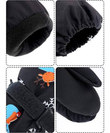 Geyoga 2 Pairs Kids Waterproof Ski Mittens - Rose Red & Black - Ages 3-7 - Buy Online on GoSupps.com
